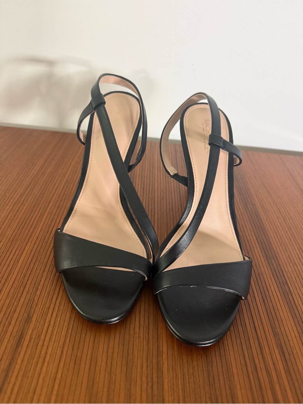 Rachel Zoe Black Leather Asymmetric Strap Slingback Sandals
